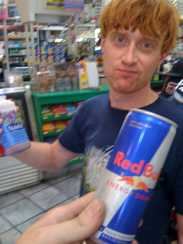 We stopped in ST. Helena for gas. Troy powered by good stuff, me powdered by Redbull.